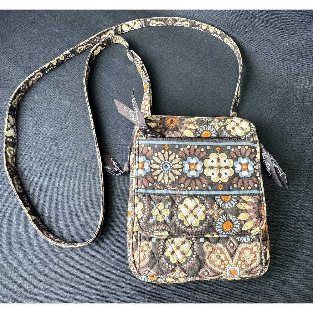 Vera Bradley Retired Pattern Canyon Small Crossbody Bag Purse 6" X 7" Brown Fall